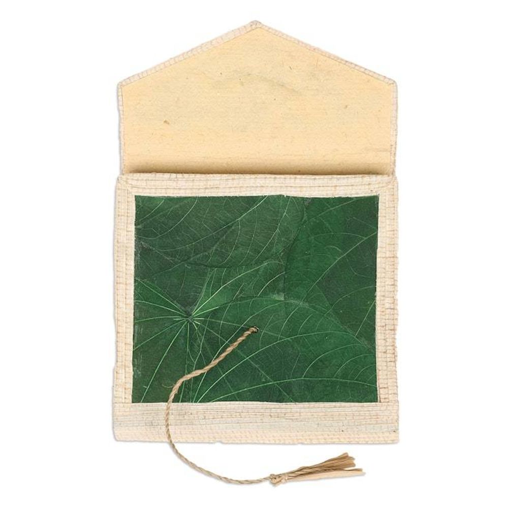 Eco-Friendly 35-Page Natural Fiber Notebook in Green 'My Green Journey'
