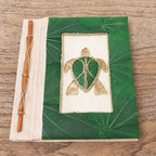 Green Natural Fiber Turtle-Motif Journal 'Tortoise Thoughts in Green'