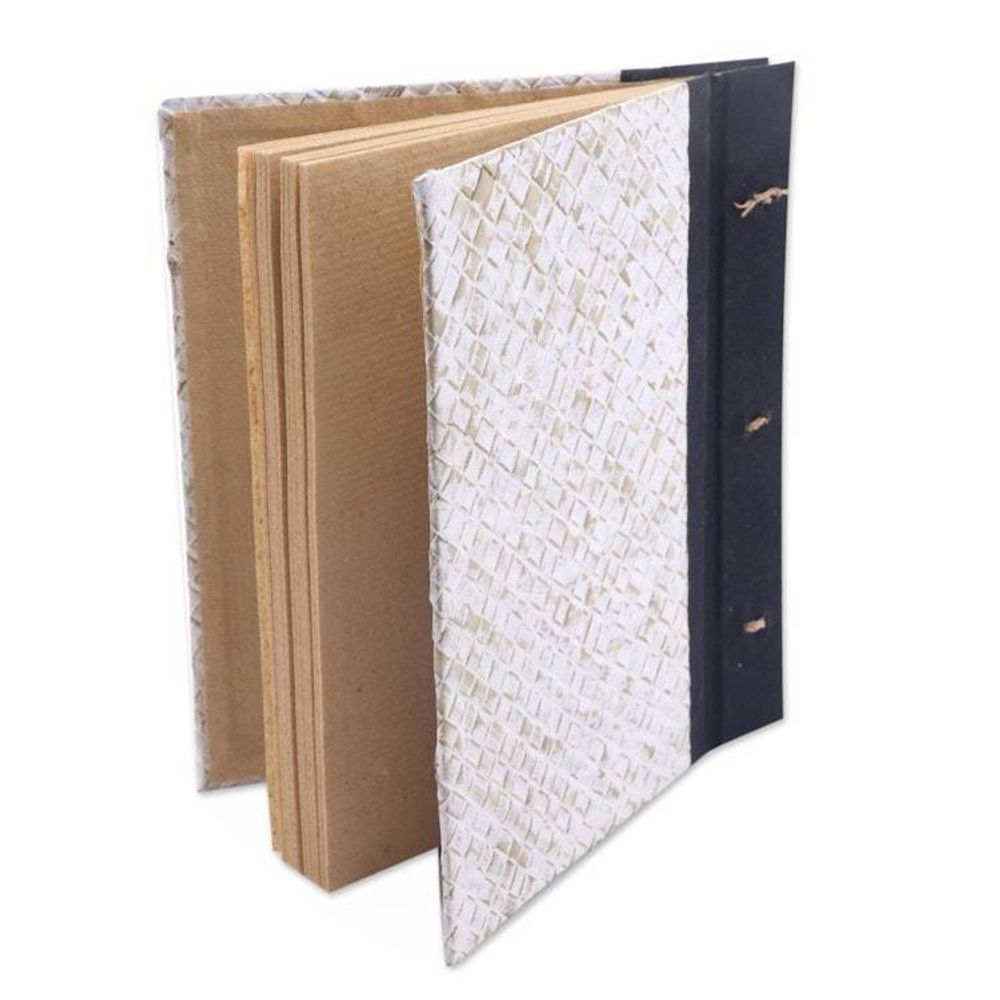 Balinese 50-page Rice Paper Journal with Natural Fiber Cover 'The Path Is Green'