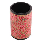 Round Pink and Golden Wood and Papier Mache Pen Holder 'Springtime Pink'