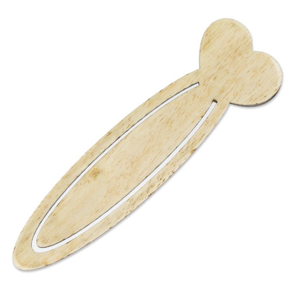 Handcrafted Heart Theme Recycled Teak Bookmark 'Happy Heartbeats'