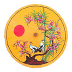 Hand-Painted Yellow Crane-Motif Parasol 'Peace Cranes in Orange'