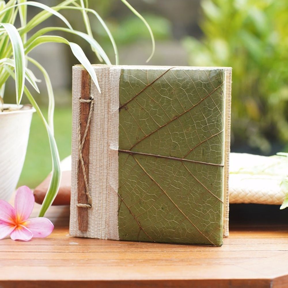 Hand-Crafted Eco-Friendly Natural Fiber Leaf-Themed Journal 'Wisdom'