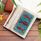Hand-Crafted Eco-Friendly Natural Fiber Fish-Themed Journal 'Swerving Fish'