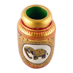 Classic Elephant-Themed Golden Kadam Wood Pen Holder 'Glory of the Jungle'