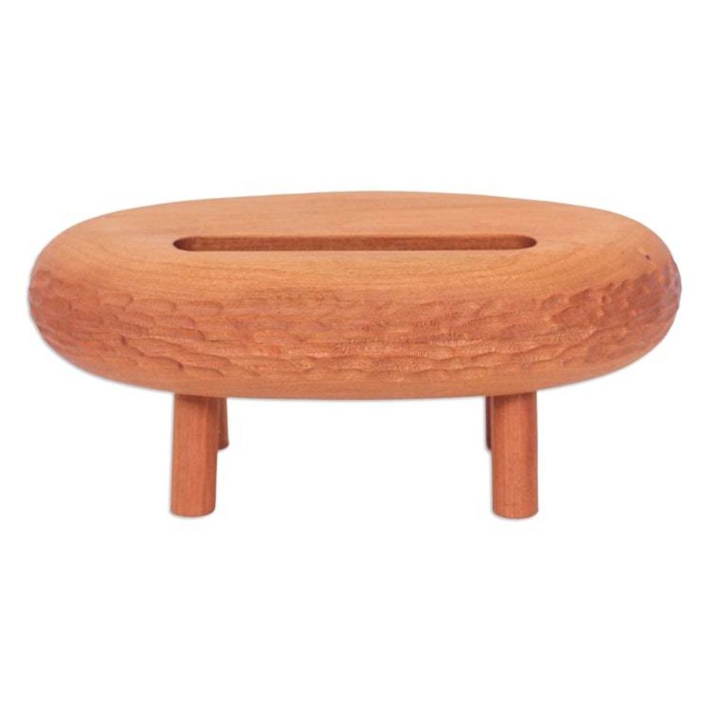 Hand-Carved Ovoid Teak Wood Phone Speaker from Thailand 'Ovoid Traces'