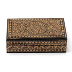 Blue Gold Papier Mache Wood Decorative Box with Floral Theme 'Valley Splendor'