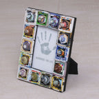 Artisan Crafted 3x5 Recycled Paper Frame Geometric Motifs 'Hexagonal Squares'