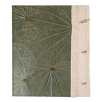 Handmade Natural Fiber Floral Journal with Green Leaves 'Magnolia Memories'