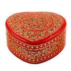 Chinar Leaf Motif Heart Shaped Decorative Box 'Kashmir Romance'