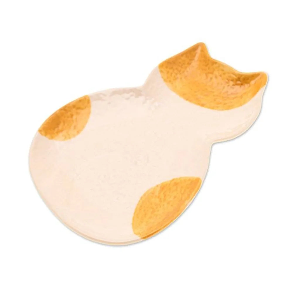Abstract Cat-Themed Textured Glazed Ceramic Catchall 'Classy Cat'