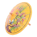 Hand-Painted Yellow Crane-Motif Parasol 'Peace Cranes in Orange'