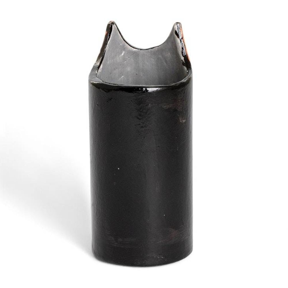 Cat-Themed Ceramic Decorative Vase Utensil and Pen Holder 'Petite Black Feline Organizer'