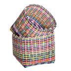 Set of 2 Handcrafted Colorful Recycled Plastic Baskets 'Eco-Joy'