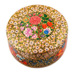 Floral Decorative Papier Mache Box from India 'Kashmir Blooms'