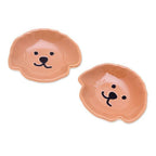 Poodle Puppy-Themed Glazed Ceramic Catchall Pair in Brown 'Poodle Tenderness'