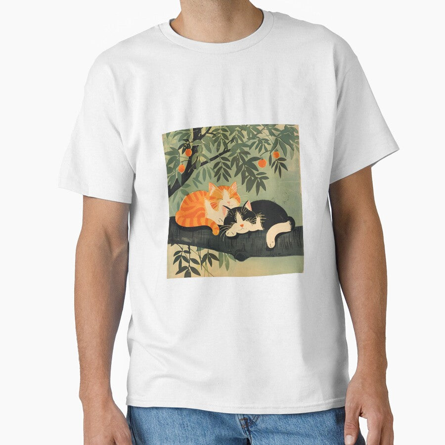 Vintage Japan art cute orange cat by AngelinaBezm Unisex T-shirt, Sweatshirt, Hoodie, Long Sleeve Tee